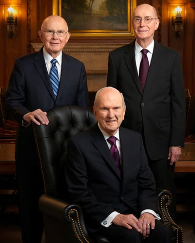 The three men who are apostles and prophets that are the presidency of The Church of Jesus Christ of Latter-day Saints.